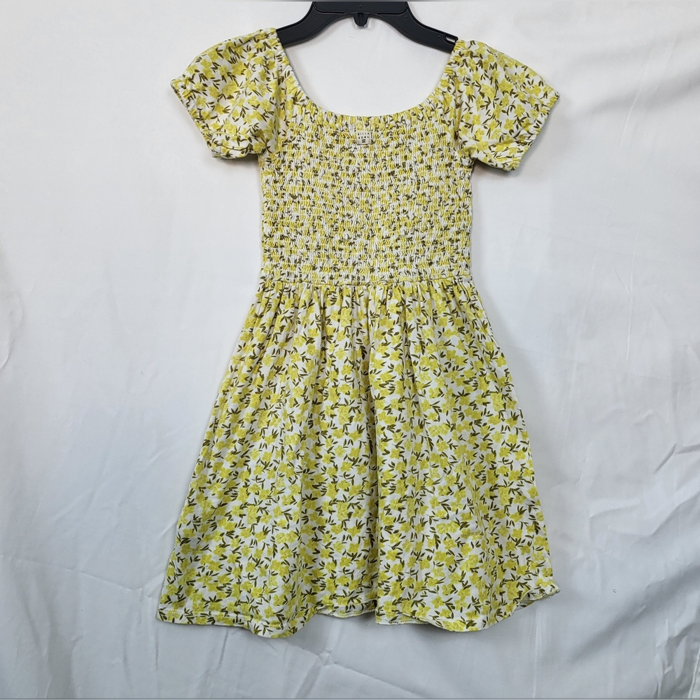 BILLABONG Girls Beach Love Yellow Gray‎ Floral Smocked Bodice Mini Dress Large - Picture 5 of 8